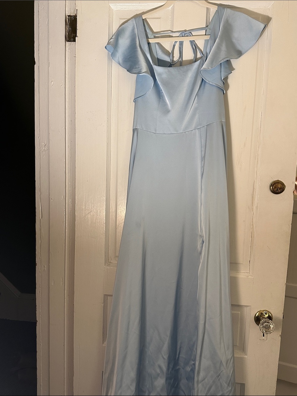 Azazie Light Blue Maxi Dress with Flutter Sleeves